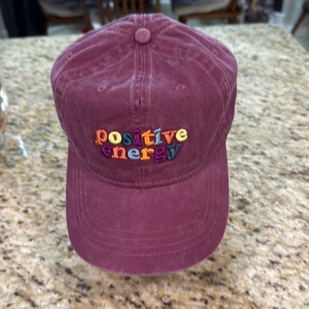Purple Embroidered positive energy baseball hat ball cap